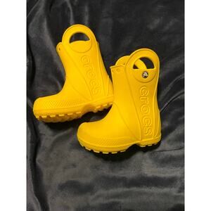 Crocs Toddler Rain Boots Yellow Size 7C Waterproof Handle It Kids EUC